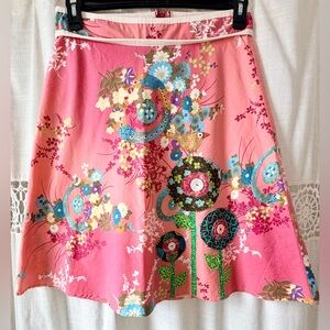 Vintage Floral Pink A-Line Skirt. Size Large/ runs small. See measurement in pic